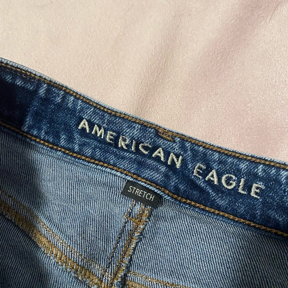 American Eagle AE Stretch Medium Wash Distressed Denim Blue Jeans Jeggings - Picture 9 of 12